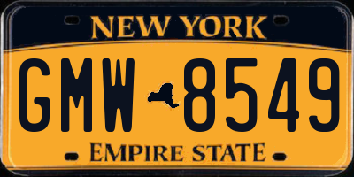 NY license plate GMW8549