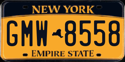 NY license plate GMW8558