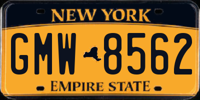 NY license plate GMW8562