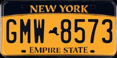 NY license plate GMW8573