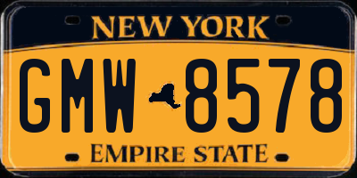 NY license plate GMW8578