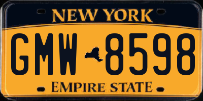 NY license plate GMW8598
