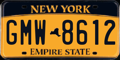NY license plate GMW8612