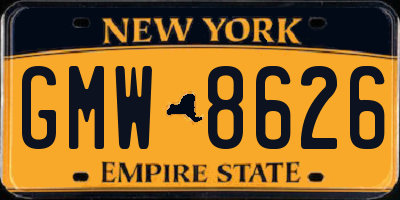 NY license plate GMW8626
