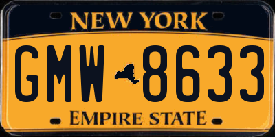 NY license plate GMW8633