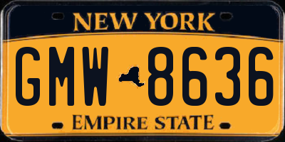 NY license plate GMW8636