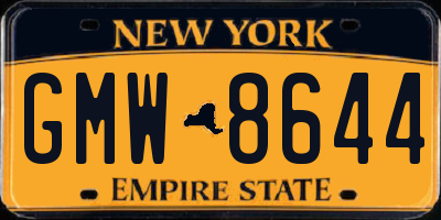 NY license plate GMW8644