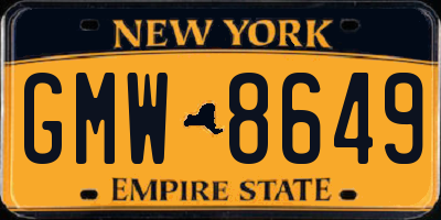 NY license plate GMW8649
