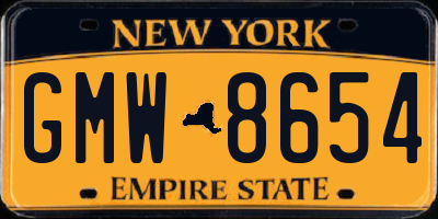 NY license plate GMW8654