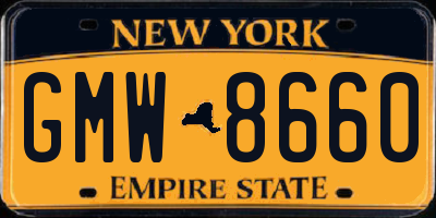 NY license plate GMW8660
