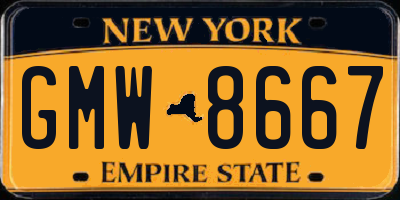 NY license plate GMW8667