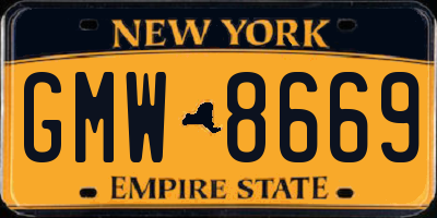 NY license plate GMW8669