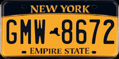 NY license plate GMW8672