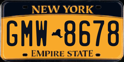 NY license plate GMW8678