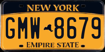NY license plate GMW8679