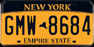 NY license plate GMW8684