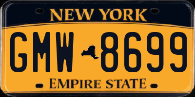NY license plate GMW8699