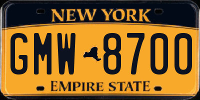 NY license plate GMW8700
