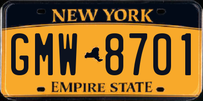 NY license plate GMW8701