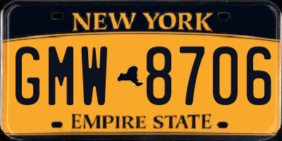 NY license plate GMW8706