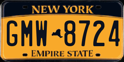 NY license plate GMW8724