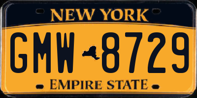 NY license plate GMW8729