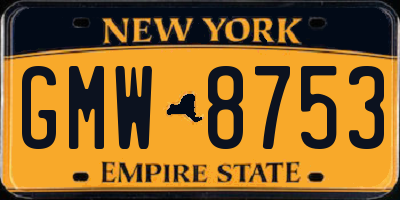 NY license plate GMW8753