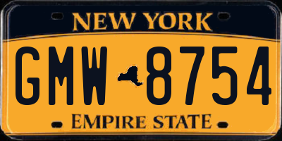 NY license plate GMW8754