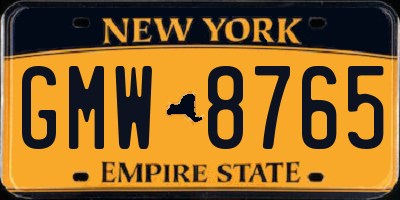 NY license plate GMW8765
