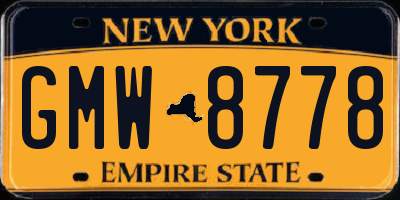 NY license plate GMW8778