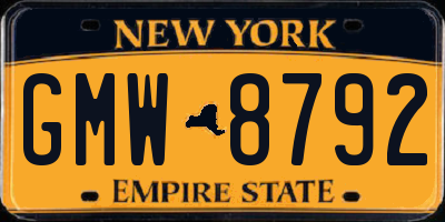 NY license plate GMW8792