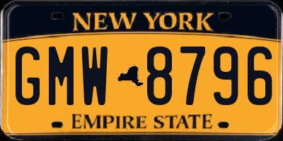 NY license plate GMW8796