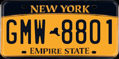 NY license plate GMW8801
