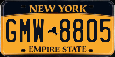 NY license plate GMW8805