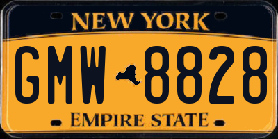 NY license plate GMW8828