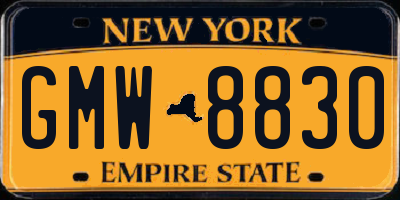 NY license plate GMW8830