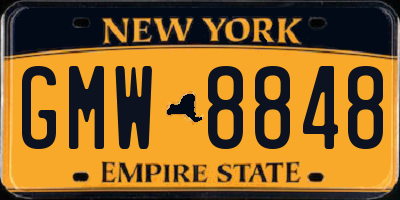 NY license plate GMW8848