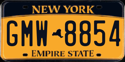 NY license plate GMW8854