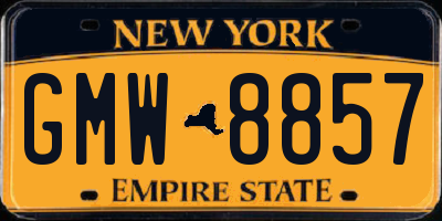 NY license plate GMW8857