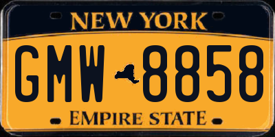 NY license plate GMW8858