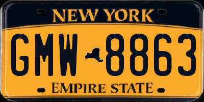 NY license plate GMW8863