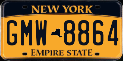 NY license plate GMW8864