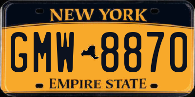 NY license plate GMW8870