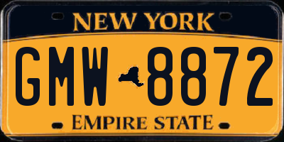NY license plate GMW8872