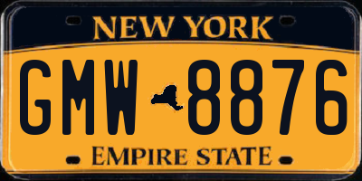 NY license plate GMW8876