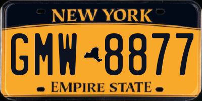 NY license plate GMW8877