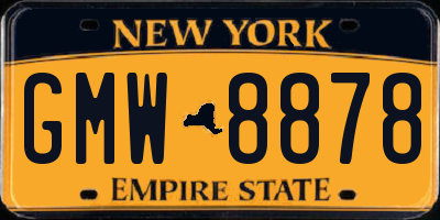 NY license plate GMW8878