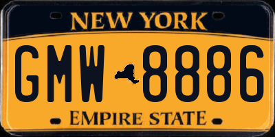 NY license plate GMW8886