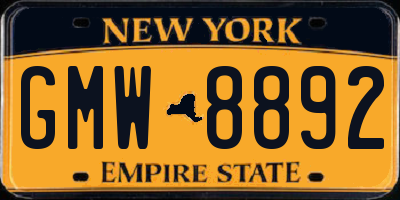NY license plate GMW8892
