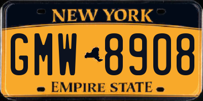 NY license plate GMW8908